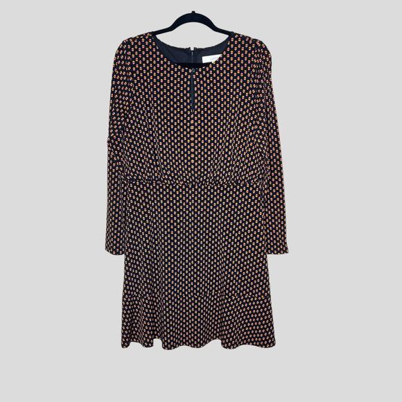 Loft Ann Taylor Key Hole Cutout Dress Mini Florals Long Sleeve Career Size 8 - Picture 2 of 10